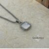 Custom Engraved White Stone Necklace Stainless Steel — close-up detail, handmade in Israel