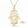 14K Gold Hamsa Necklace — Solid Gold Hand of Miriam Protection Judaica — detail