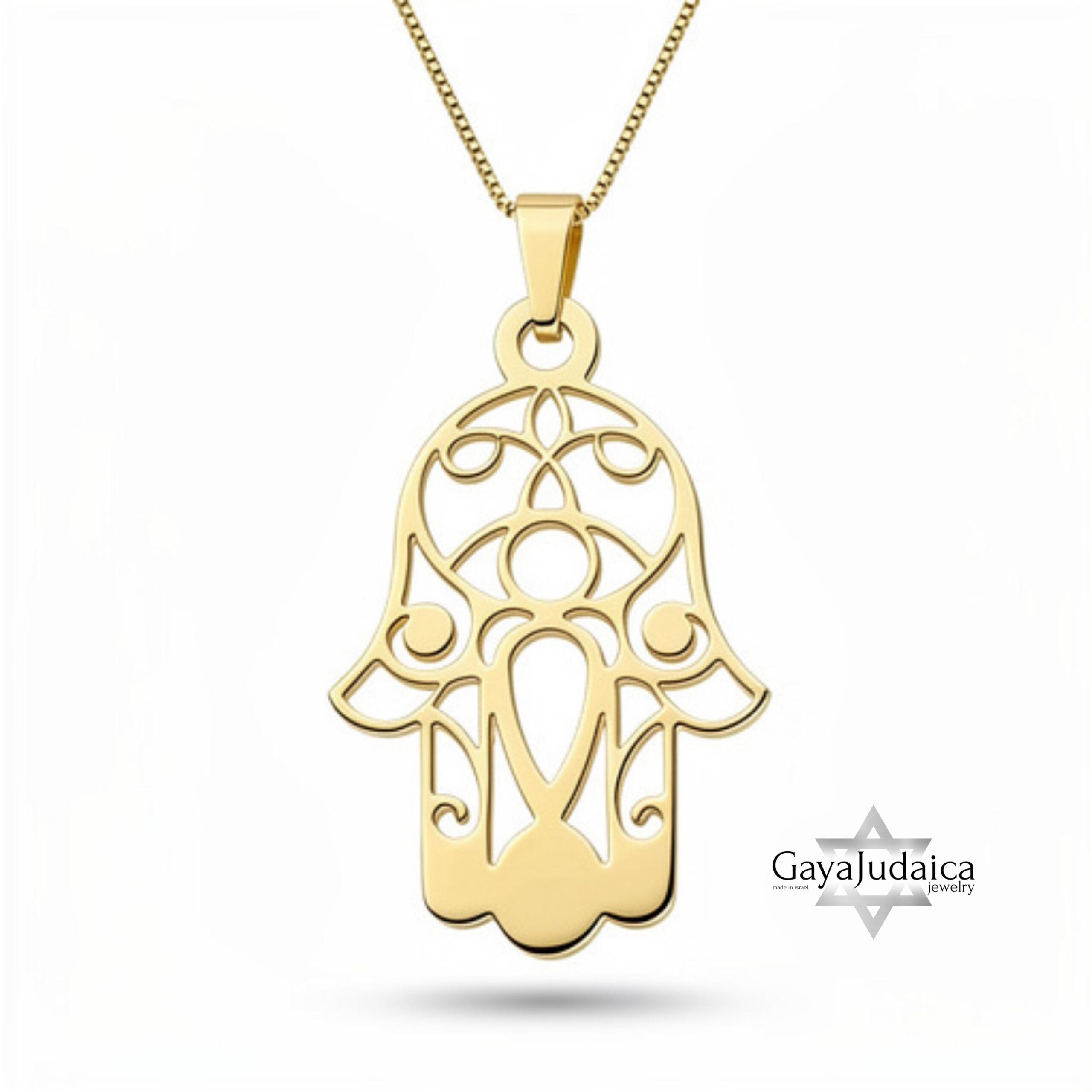 14K Gold Hamsa Necklace — Solid Gold Hand of Miriam Protection Judaica 14K Gold Hamsa Necklace — Solid Gold Hand of Miriam Protection Judaica