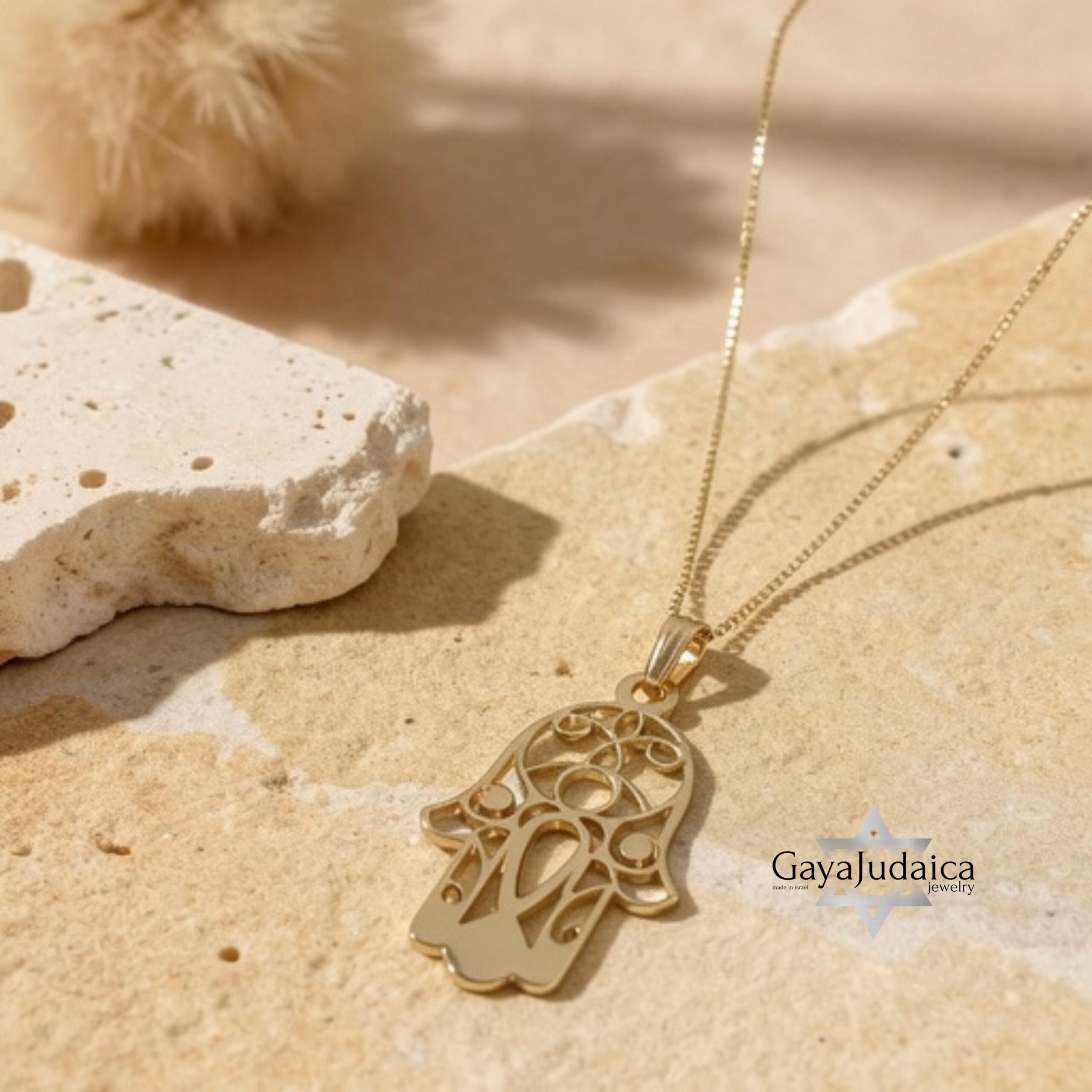 14K Gold Hamsa Necklace — Solid Gold Hand of Miriam Protection Judaica 14K Gold Hamsa Necklace — Solid Gold Hand of Miriam Protection Judaica