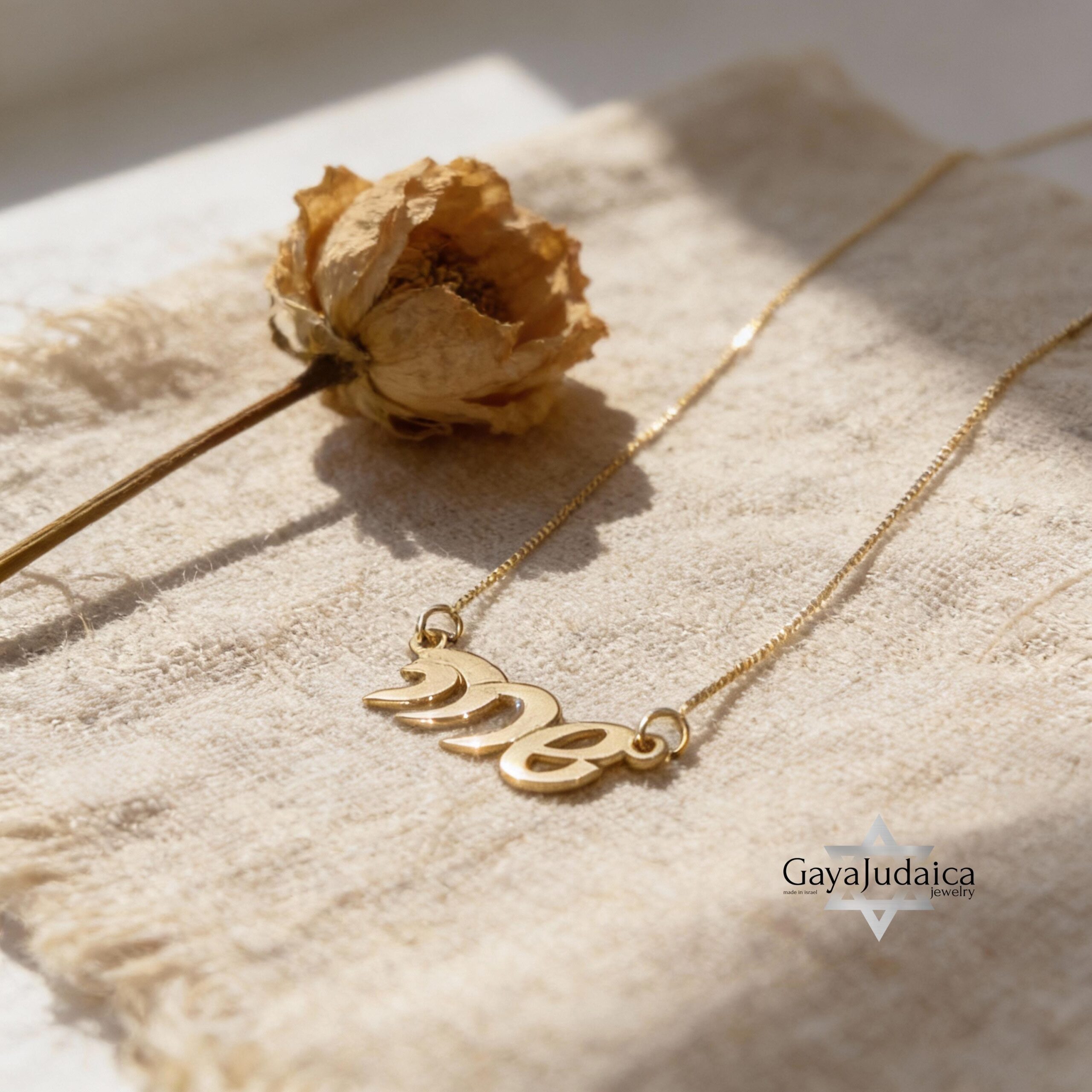14K Gold Hebrew Name Necklace, Custom Script Nameplate, Yellow or White Solid Gold 14K Gold Hebrew Name Necklace, Custom Script Nameplate, Yellow or White Solid Gold