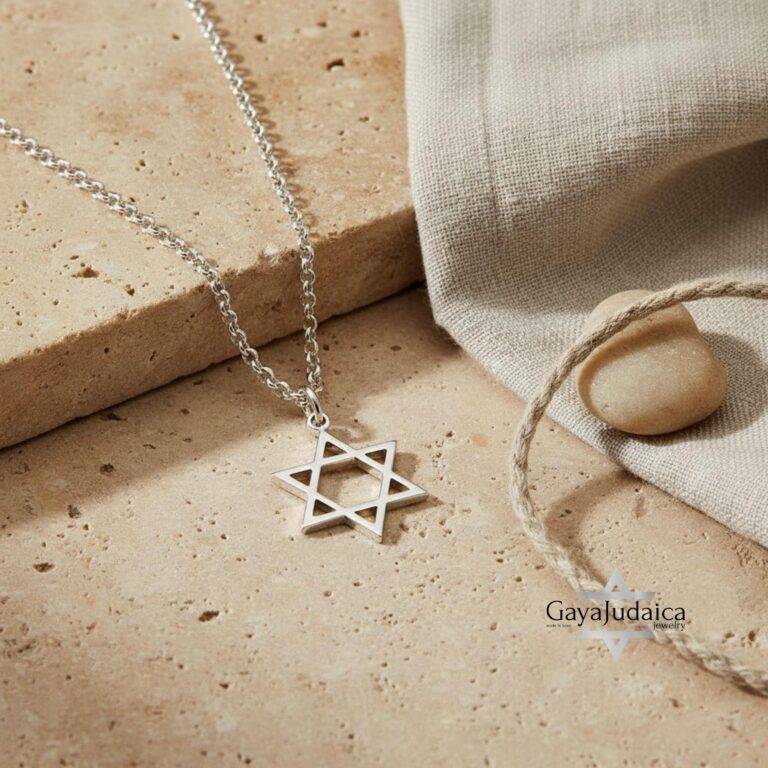 Sterling silver Star of David pendant necklace featuring a classic Magen David design on a delicate cable chain.