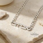 Personalized Hebrew Name Necklace on Figaro Chain — Bar Mitzvah Judaica Gift