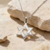 Silver necklace with silver Star of David pendant and name engraving