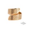 Woman of Valor Hebrew text ring shown from an angled side view
