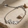 Personalized Sterling Silver Hebrew name bracelet on Rolo chain — view 1