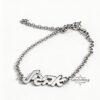 Personalized Sterling Silver Hebrew name bracelet on Rolo chain — view 2