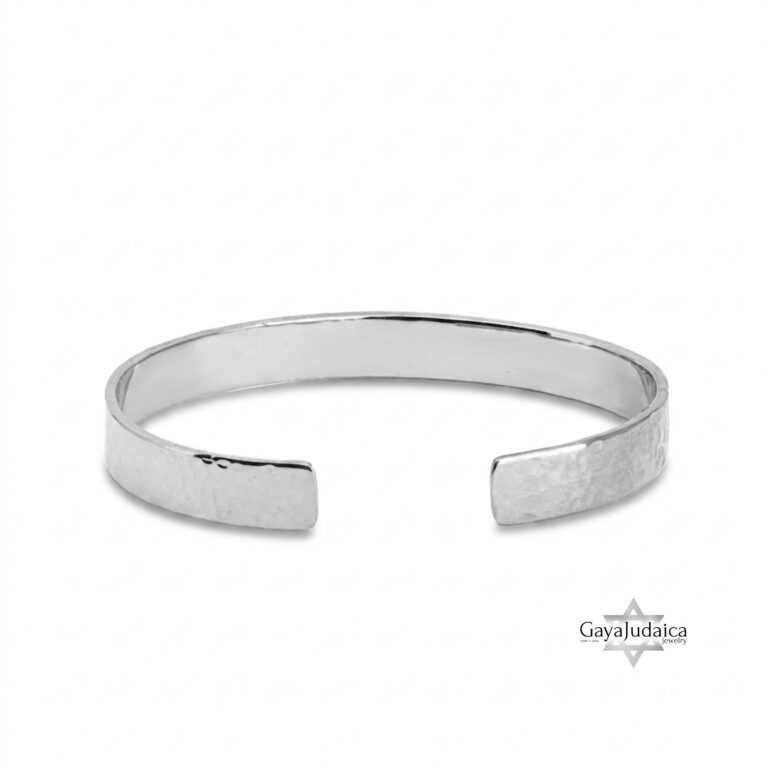Hammered cuff bracelet with hidden engraving — handmade Judaica — detail