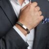 Hammered cuff bracelet with hidden engraving — handmade Judaica — view 17