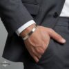 Hammered cuff bracelet with hidden engraving — handmade Judaica — view 16