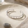 Personalized Sterling Silver Roman Numeral Cuff Bracelet - Custom Engraved Bangle - Gift for Her Judaica jewelry image 11