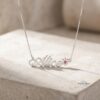 Personalized Name Necklace with Birthstone Flower - Custom Name Sterling Silver Floral Jewelry. Judaica jewelry image 12