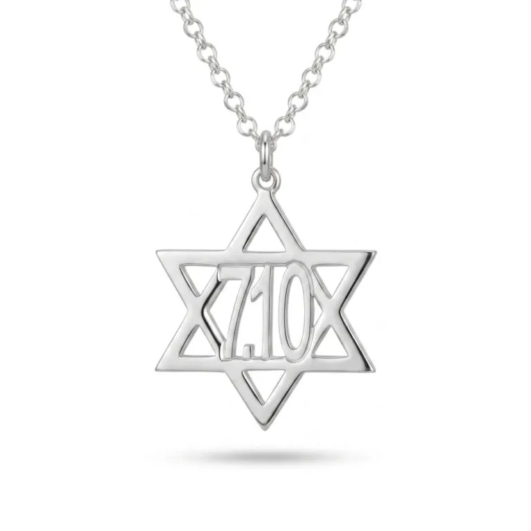 Sterling Silver Star of David Necklace — October 7th Memorial Pendant Judaica
