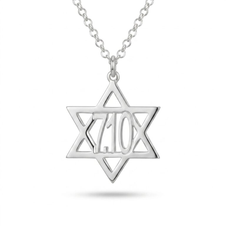 Sterling Silver Star of David Necklace — October 7th Memorial Pendant Judaica
