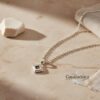 Sterling silver Nano Bible necklace featuring the entire Tanakh on a microchip pendant, displayed on a soft beige backgr