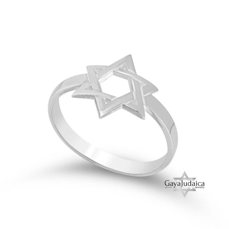 Sterling Silver Star of David Ring — Magen David Band, Handmade Judaica from Israel — detail