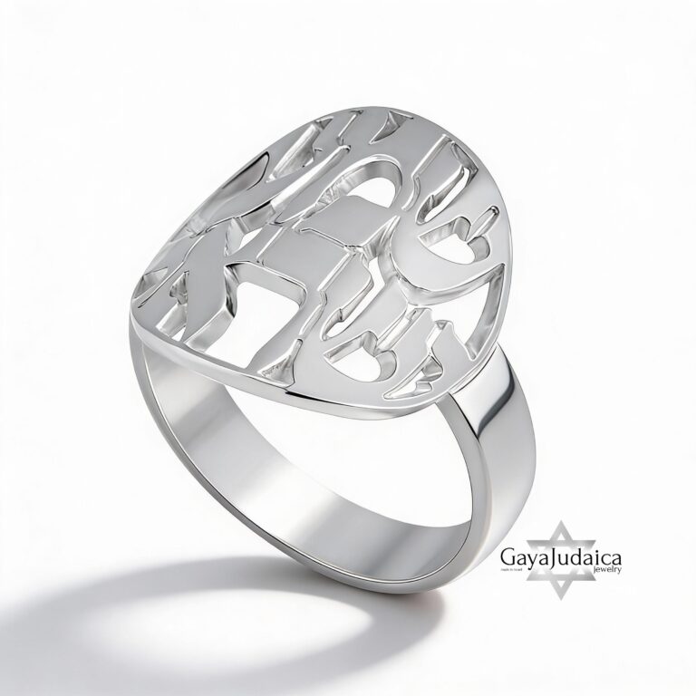 Sterling Silver Shema Israel Ring — Hebrew Prayer Band, Handmade Jewish Judaica — detail
