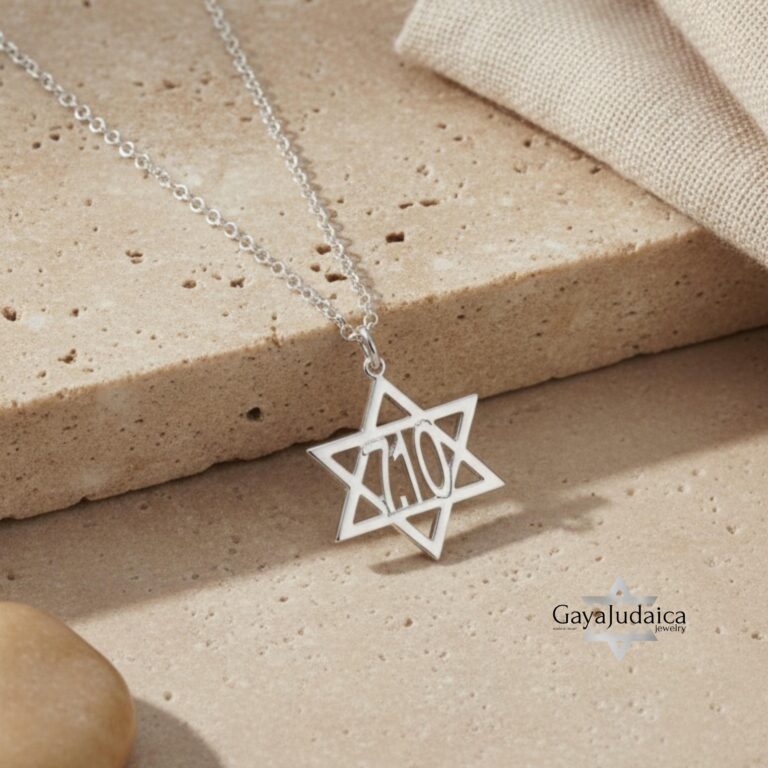 A Star of David October 7th Pendant crafted in 925 Sterling Silver or 24K Gold Plated, featuring a memorial design on a