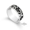 Two-Tone Sterling Silver Hebrew Bible Verse Ring — Custom Judaica Wedding Band — detail