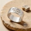 Sterling silver hammered Hebrew name ring in 6mm /8mm/10mm/12mm width, custom engraved with Bible verse.