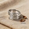 Sterling silver 6mm spiral ring engraved in Hebrew with Mizmor LeTodah Jewish blessing.