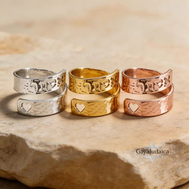 Personalized Hebrew Name Spiral Ring — 925 Sterling Silver Jewish Jewelry — detail