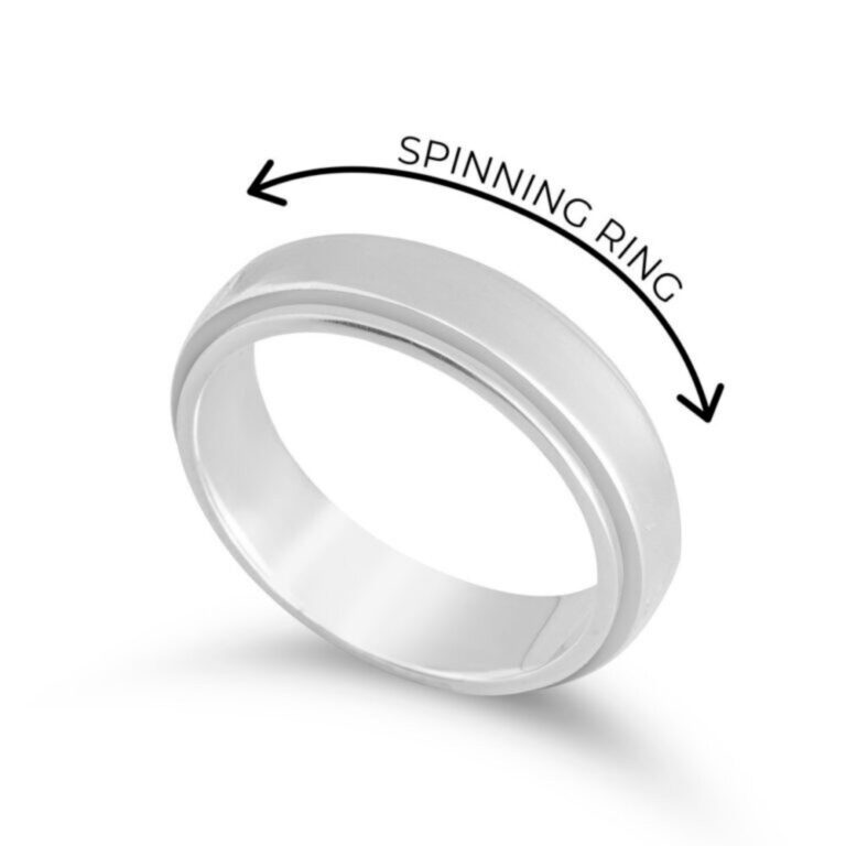 Hebrew Spinner Ring — Sterling Silver Custom Engraved Judaica Jewelry — detail