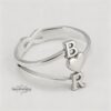 Personalized Initial Heart Open Ring — Custom Letter Sterling Silver Judaica — detail