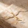 14K solid gold Israel map necklace with personalized Hebrew name pendant.