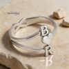 Personalized Initial Heart Open Ring — Custom Letter Sterling Silver Judaica