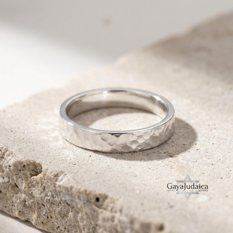 Hammered 3.5mm sterling silver ring with personalized hidden message engraving