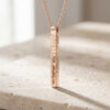 Rose gold plated hammered 3D bar necklace engraved with a Hebrew name