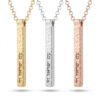 Engraved Hebrew 3D bar necklace in 24K gold plated, sterling silver and rose gold plated
