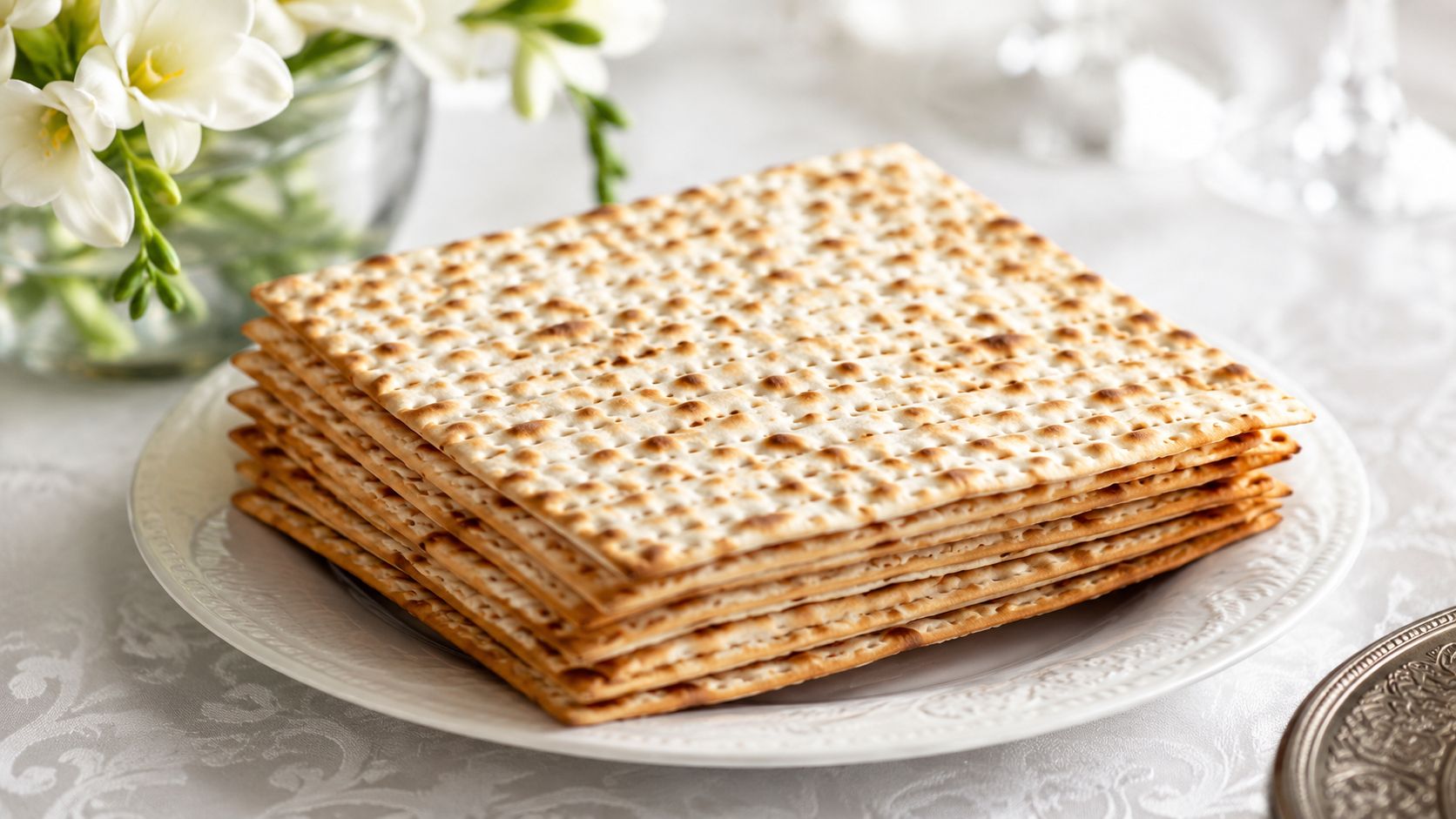 A stack of matzah, the unleavened bread of Passover