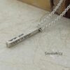 Handmade Israeli sterling silver Hebrew bar necklace close-up