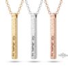 Personalized 3D bar necklace in silver, gold, and rose gold Judaica finishes