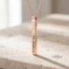 Rose gold personalized 3D bar necklace with Hebrew engraving