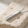 Custom Hebrew name 3D bar necklace in sterling silver