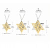 Size chart of the Shema Yisrael Star of David pendant in M 18 x 20 mm, L 23 x 26 mm and XL 28 x 31 mm