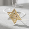 Gold-plated Shema Yisrael star layered over a sterling silver Star of David on a silver chain