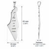 Israel map pendant dimensions: 43 x 15 mm (1.69 x 0.59 in), thickness 0.7 mm or 1.2 mm