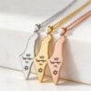 Israel map necklaces in sterling silver, 24K gold plated and rose gold engraved Am Yisrael Chai with a Star of David