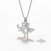 White gold Am Yisrael Chai Hebrew letter pendant on a box chain