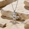 White gold Am Yisrael Chai pendant on Jerusalem stone