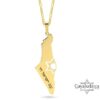 Engraved Am Yisrael Chai on the solid gold Israel map pendant