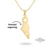 Israel map gold pendant showing where personal engraving is added