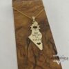 14K gold Israel map necklace with heart cut-out on olive wood