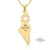 Gold Israel map and Star of David pendant on a light ground