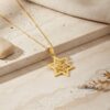 Yellow gold Star of David necklace with dried wheat styling