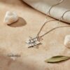 White gold Star of David necklace with Shema letters on stone and linen